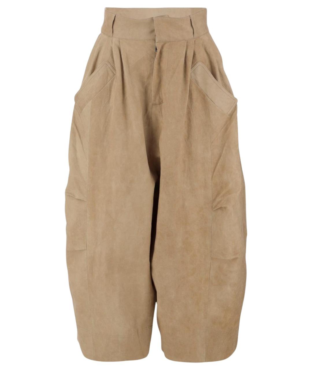 NICCOLO PASQUALETTI Бежевые хлопко-леновые прямые джинсы, фото 1