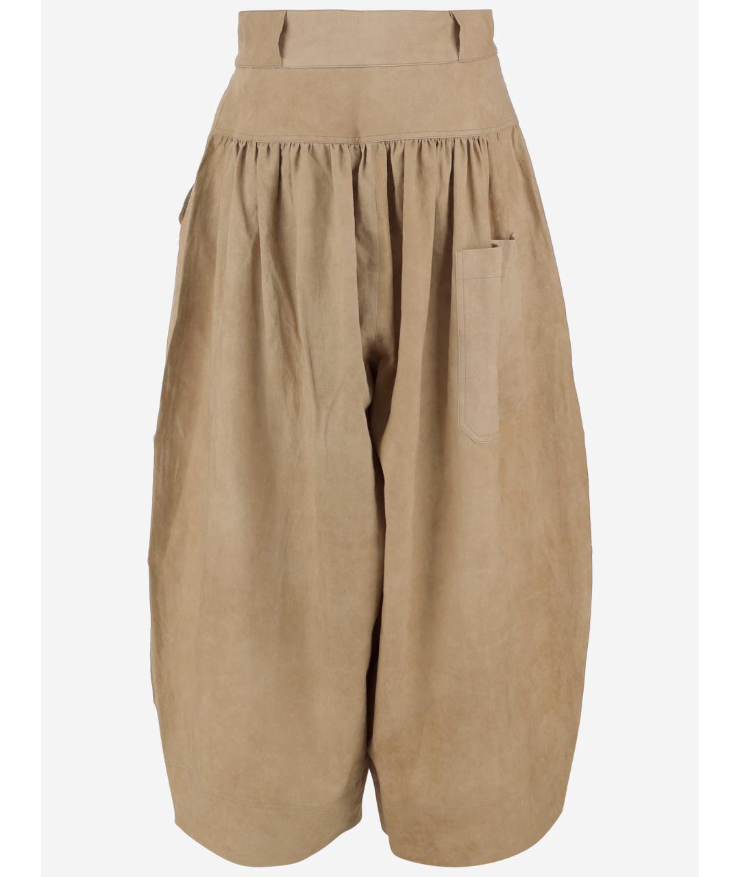 NICCOLO PASQUALETTI Бежевые хлопко-леновые прямые джинсы, фото 2