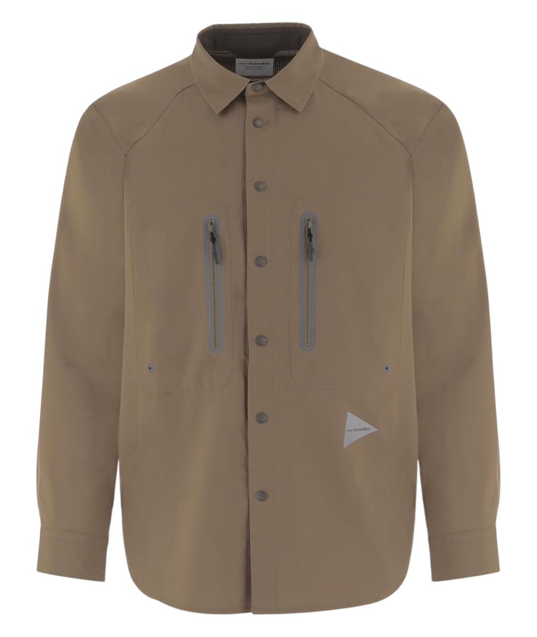 AND WANDER Хаки кэжуал рубашка, фото 1