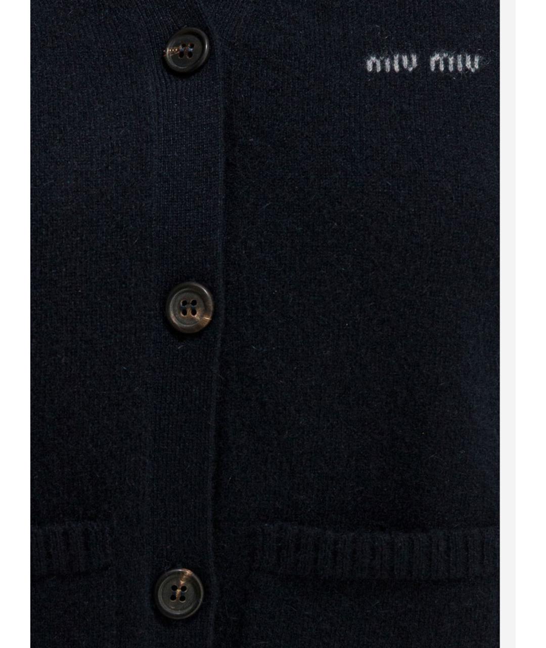 MIU MIU Темно-синяя кашемировая жилетка, фото 3