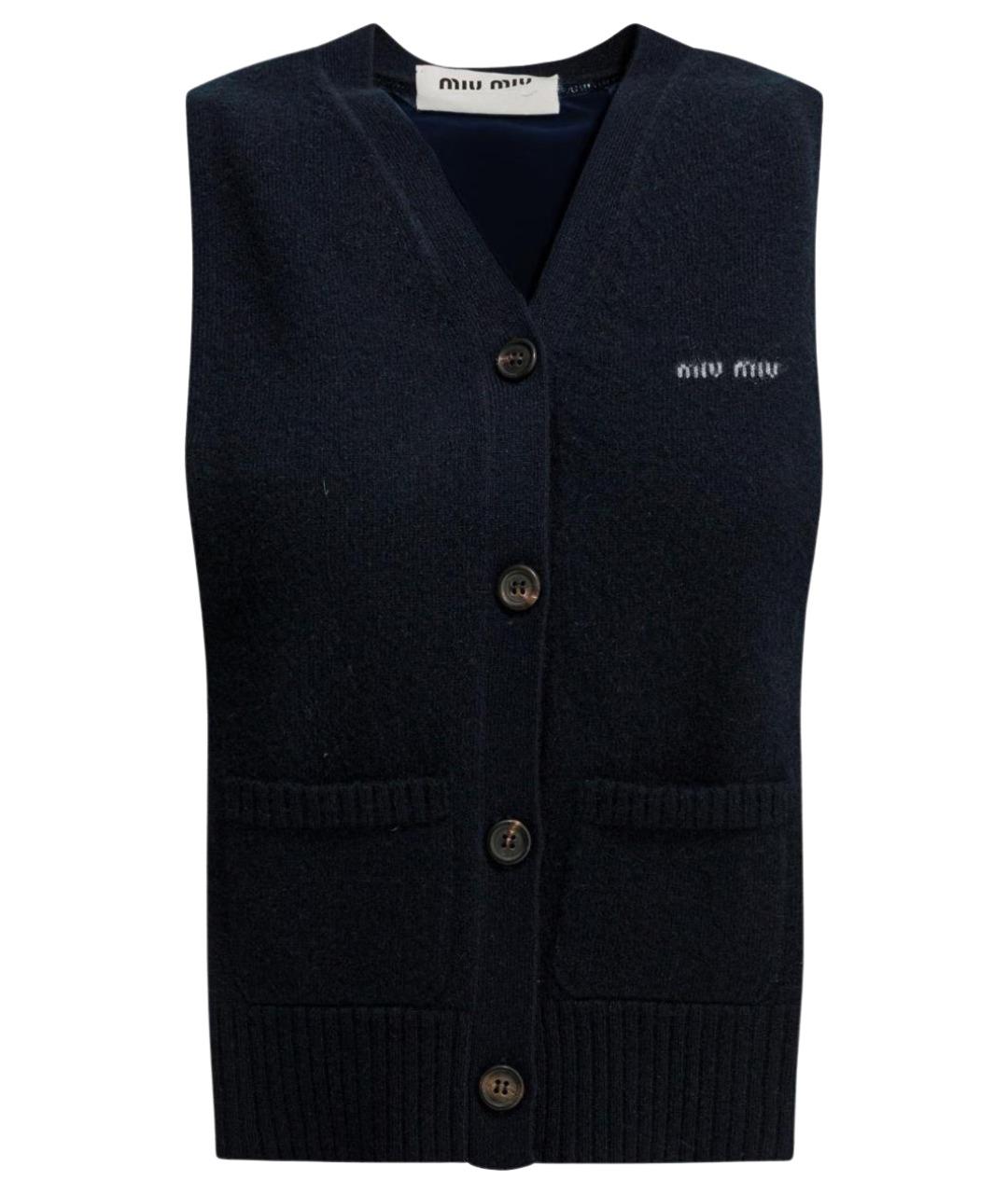 MIU MIU Темно-синяя кашемировая жилетка, фото 1