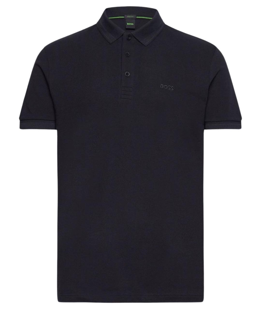 HUGO BOSS Синее хлопковое поло с коротким рукавом, фото 1