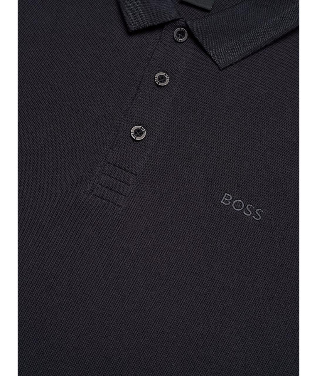 HUGO BOSS Синее хлопковое поло с коротким рукавом, фото 3
