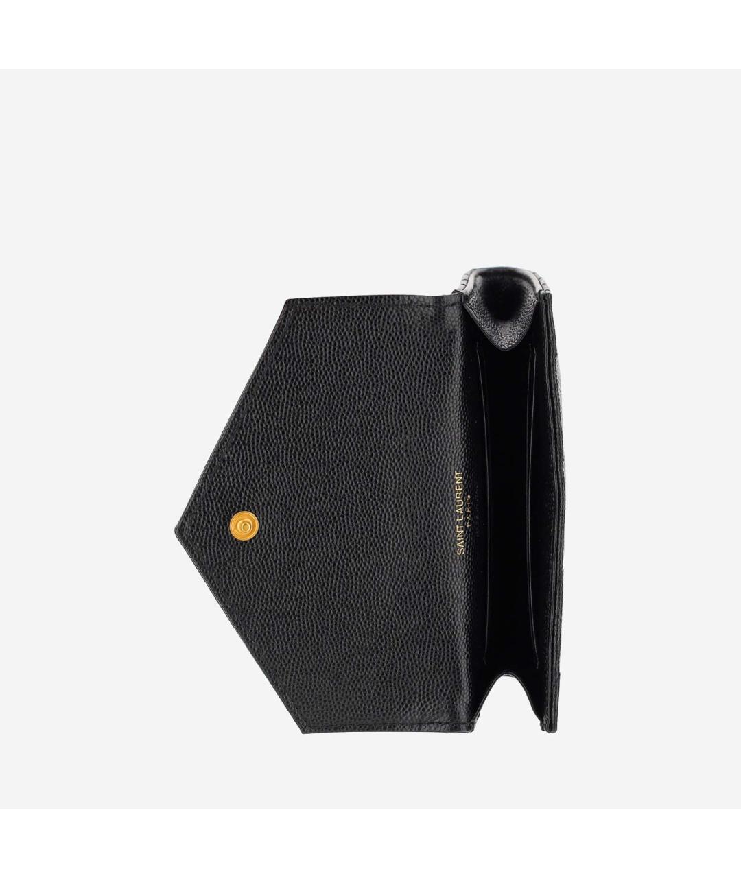 SAINT LAURENT Черный кожаный кошелек, фото 4
