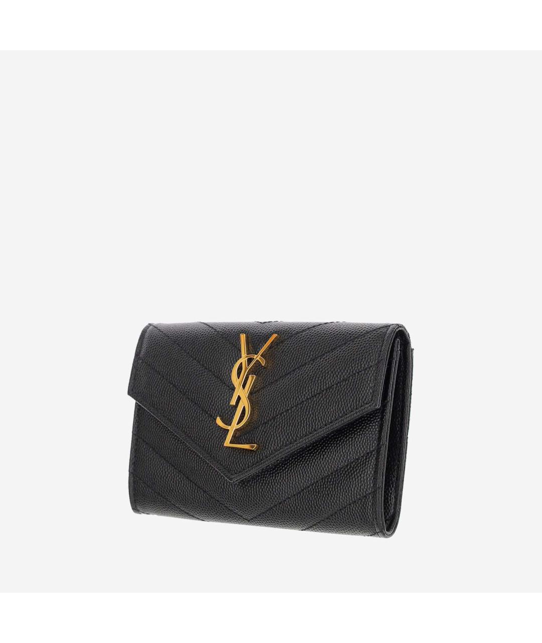 SAINT LAURENT Черный кожаный кошелек, фото 2