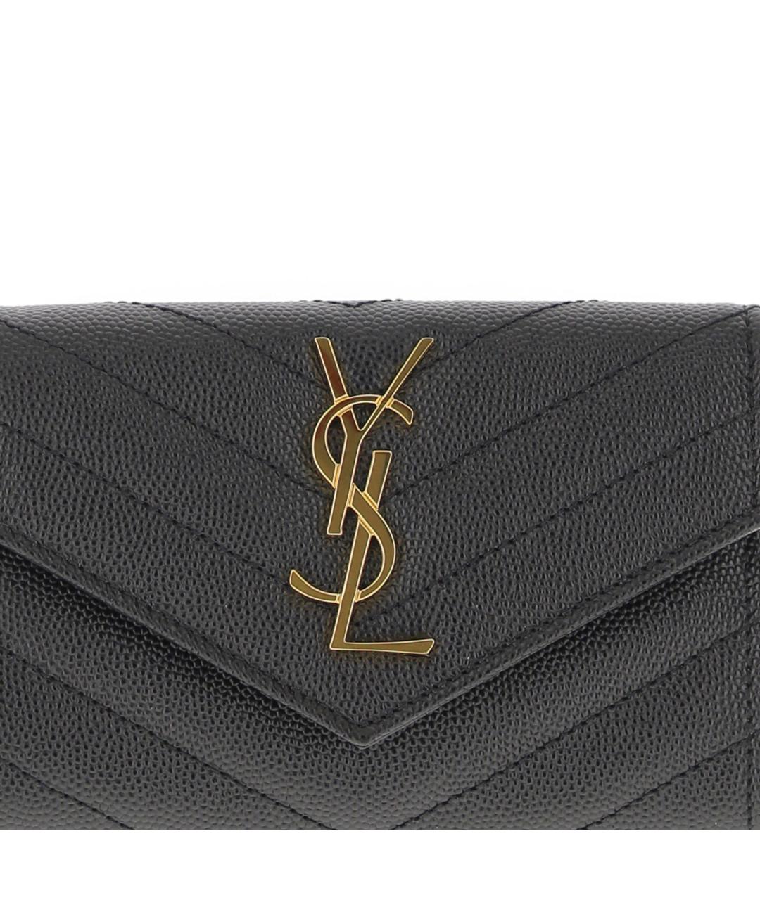 SAINT LAURENT Черный кожаный кошелек, фото 5