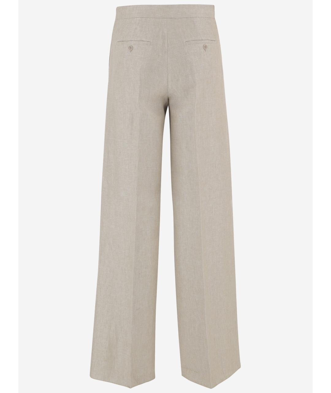 MAX MARA Бежевые льняные прямые брюки, фото 2