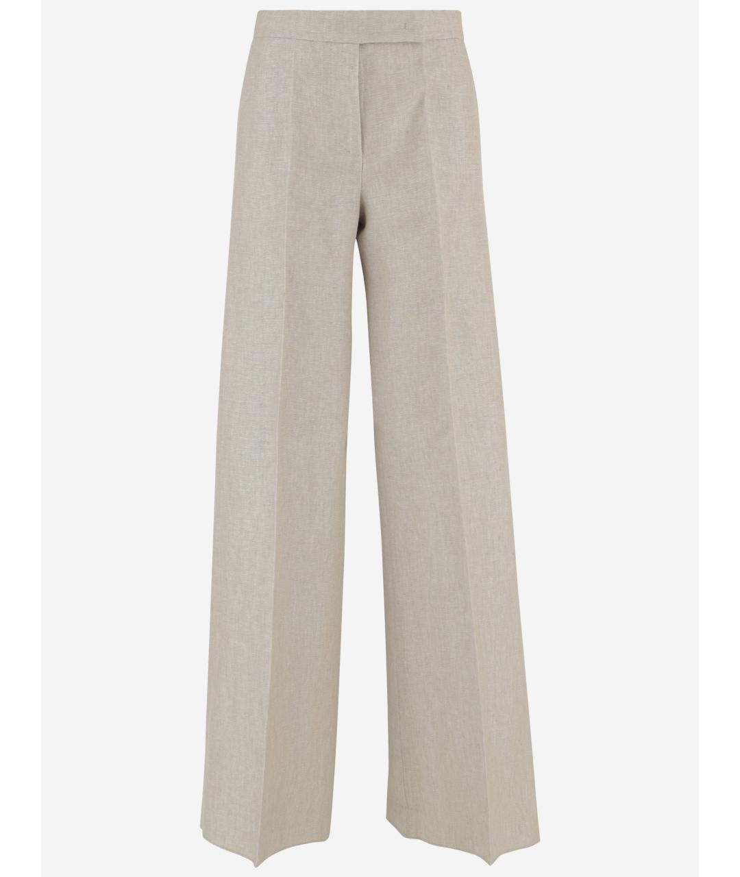 MAX MARA Бежевые льняные прямые брюки, фото 1