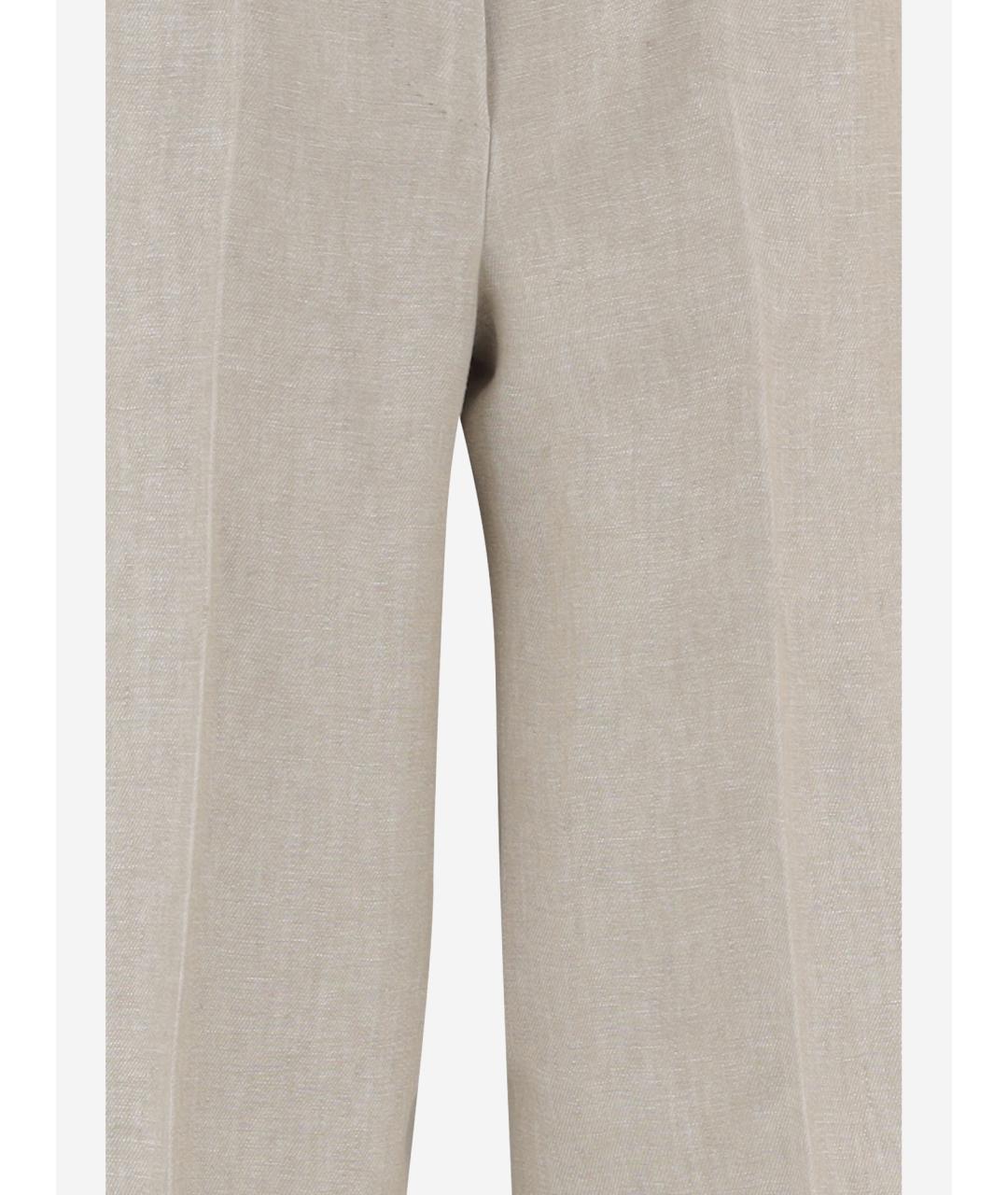 MAX MARA Бежевые льняные прямые брюки, фото 3