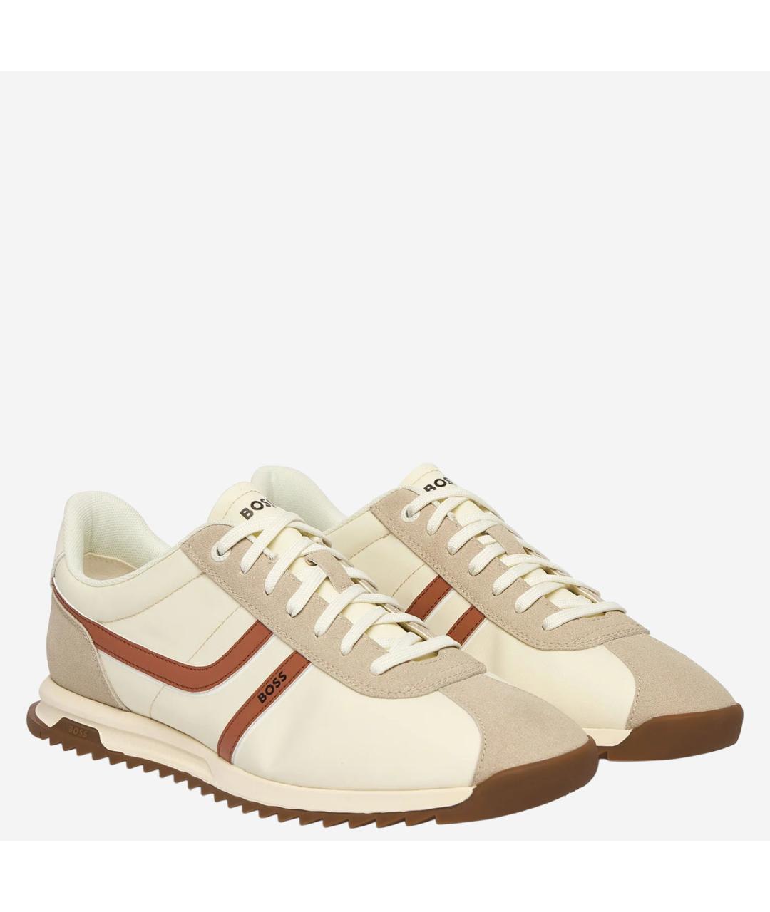 HUGO BOSS Бежевые синтетические низкие кроссовки / кеды, фото 3