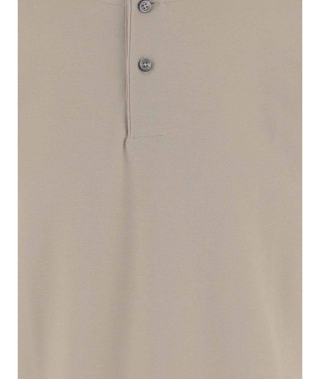 HUGO BOSS Бежевое хлопковое поло с коротким рукавом, фото 3