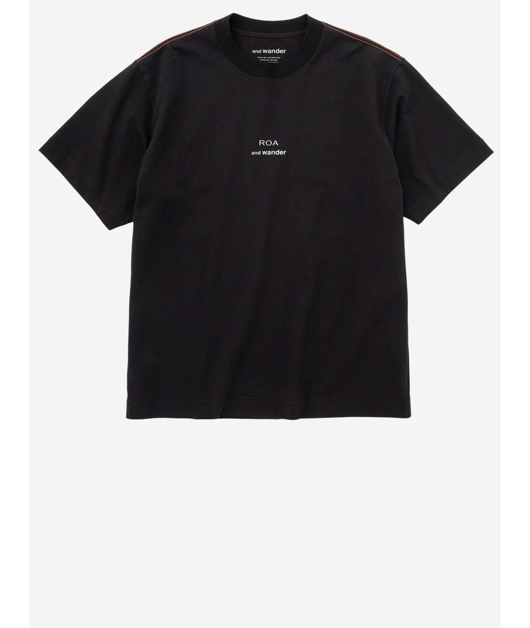 AND WANDER Черная хлопковая футболка, фото 4