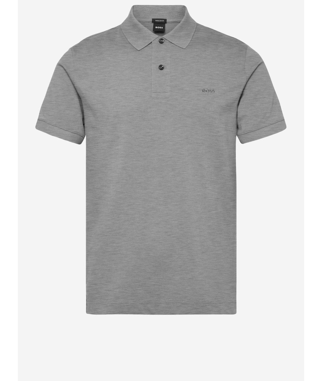 HUGO BOSS Серое хлопковое поло с коротким рукавом, фото 4