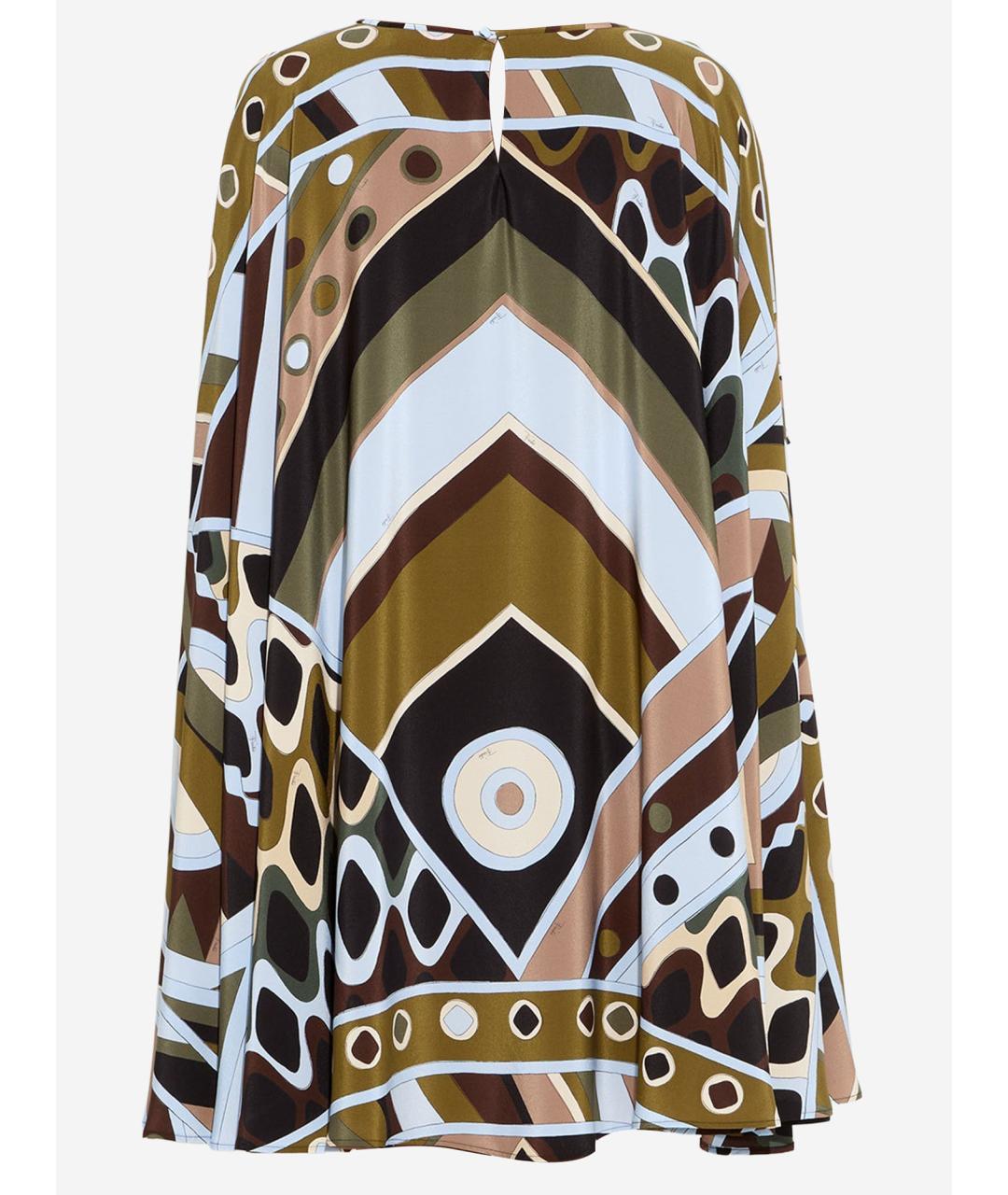 EMILIO PUCCI Хаки шелковое коктейльное платье, фото 2