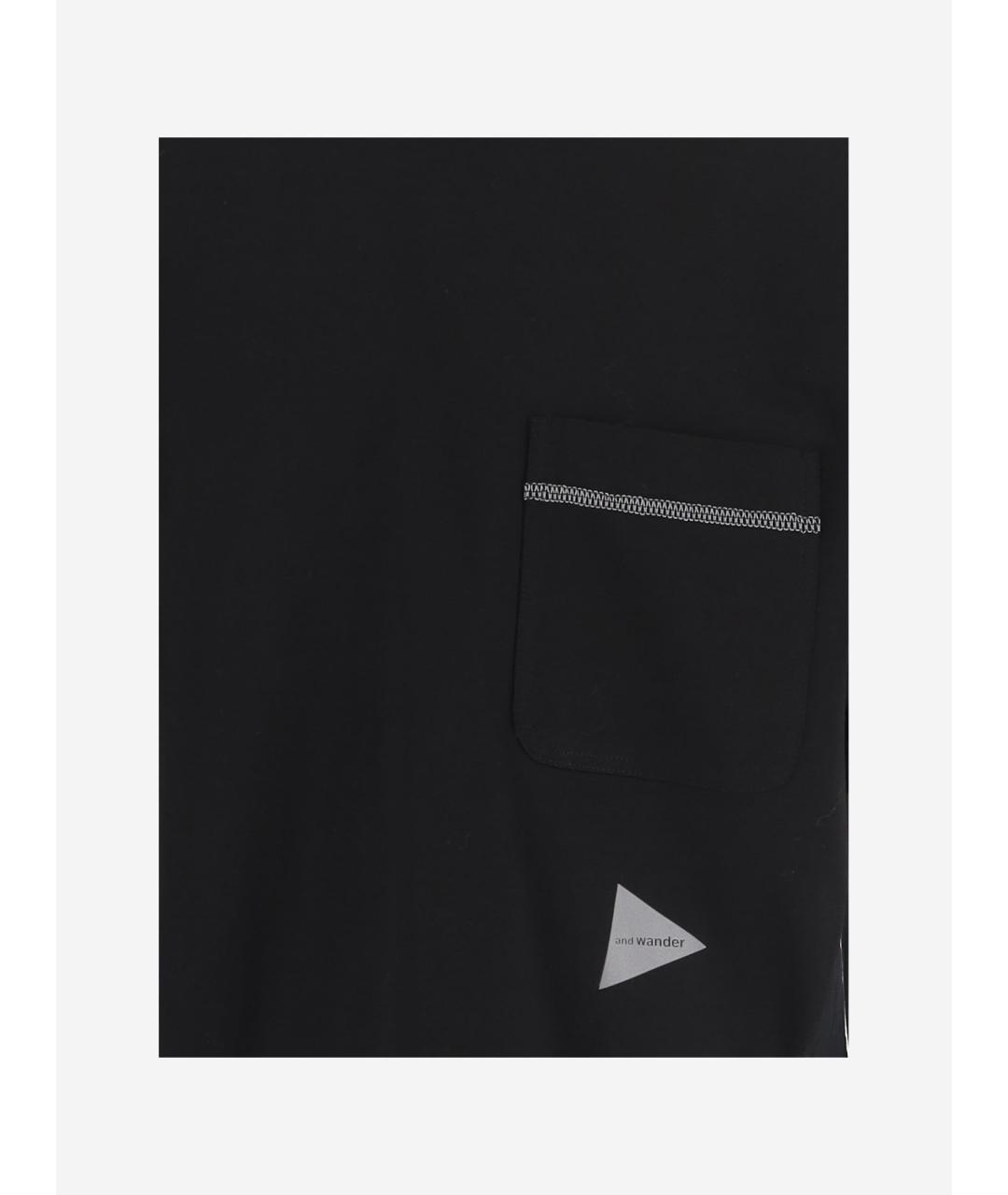 AND WANDER Черная хлопковая футболка, фото 3