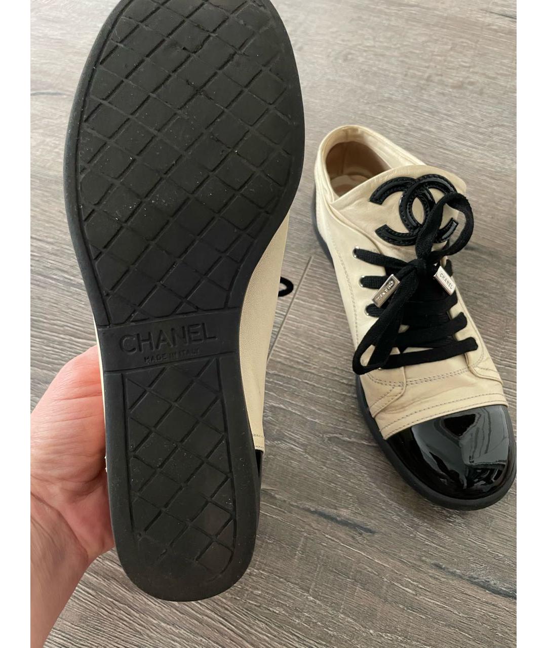 CHANEL Бежевые кожаные ботинки, фото 8