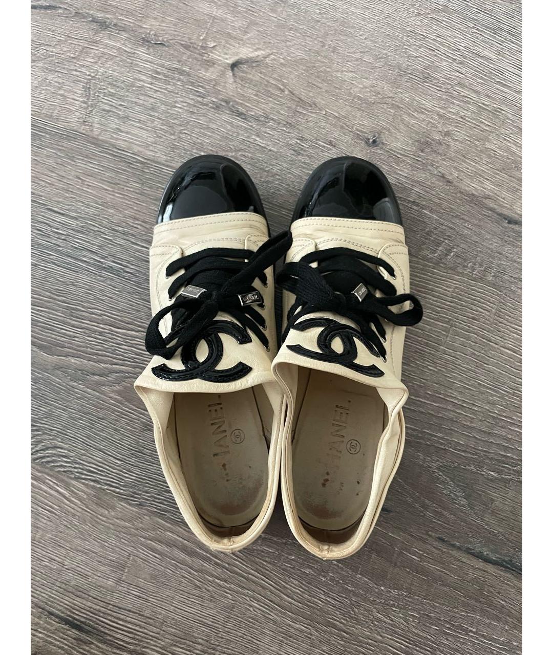 CHANEL Бежевые кожаные ботинки, фото 4