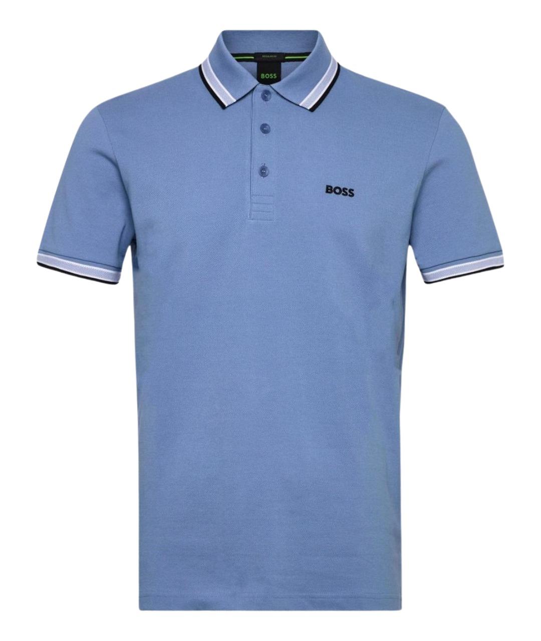 HUGO BOSS Голубое хлопковое поло с коротким рукавом, фото 1