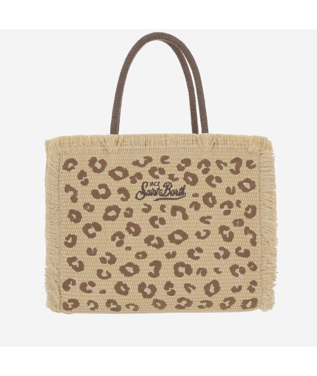 MC2 SAINT BARTH Бежевая пелетеная сумка тоут, фото 3