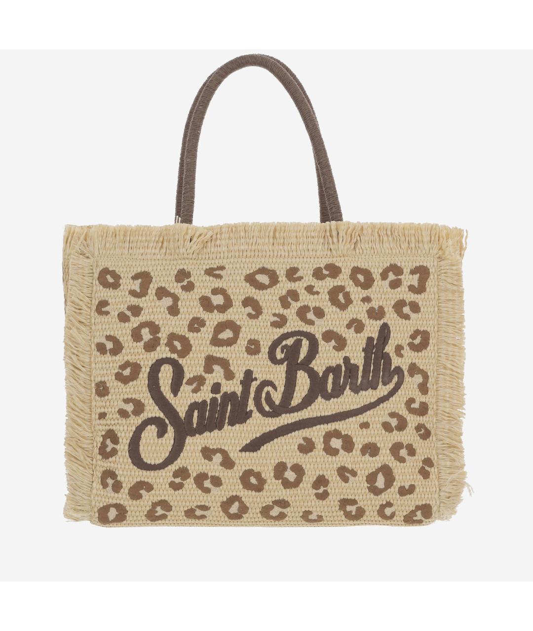 MC2 SAINT BARTH Бежевая пелетеная сумка тоут, фото 5