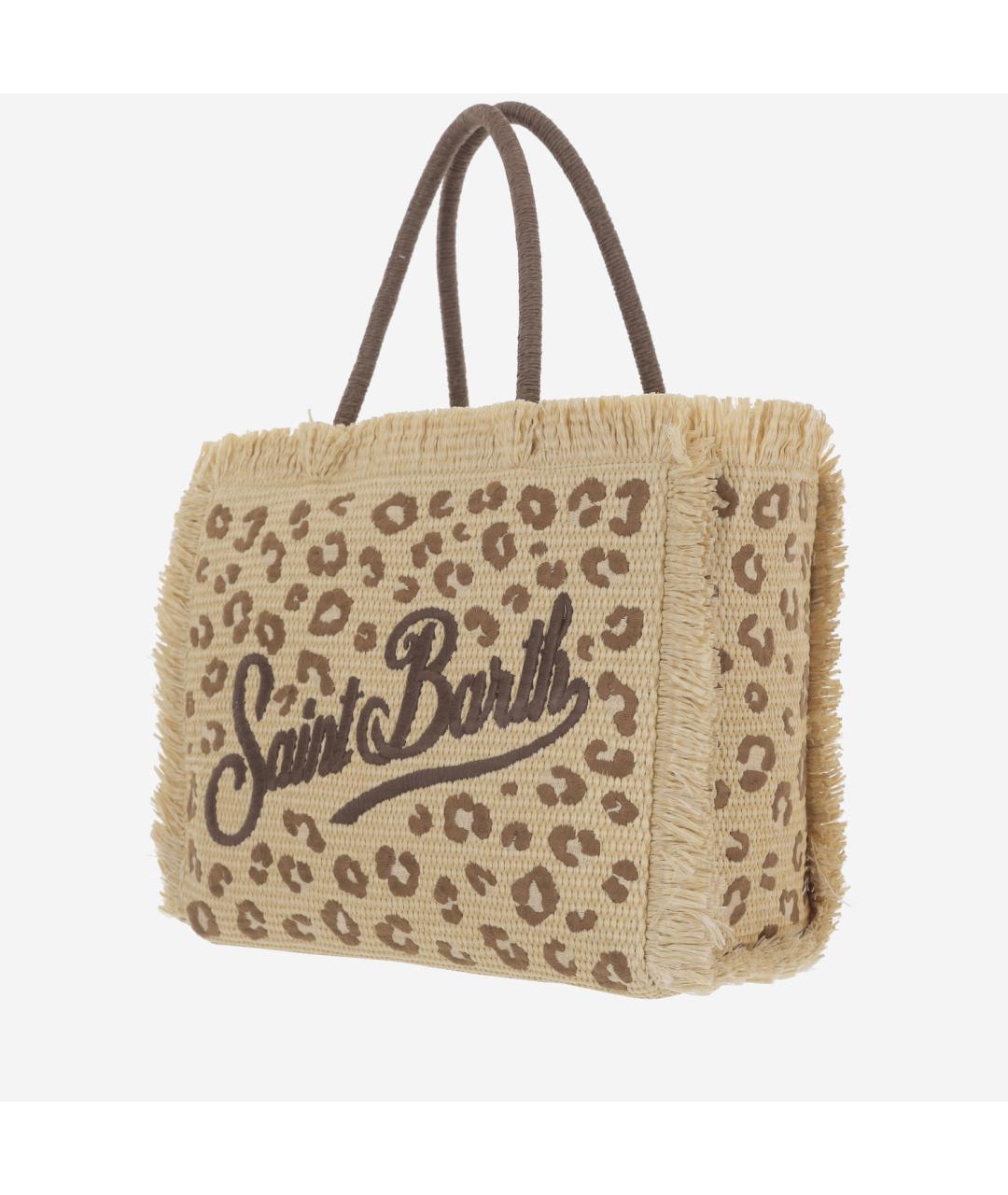 MC2 SAINT BARTH Бежевая пелетеная сумка тоут, фото 2