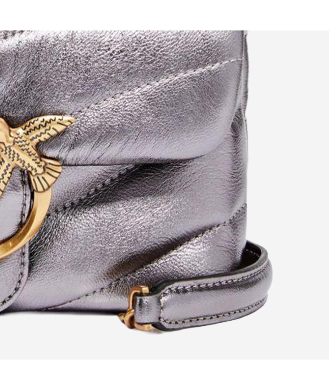 PINKO Серая кожаная сумка через плечо, фото 4