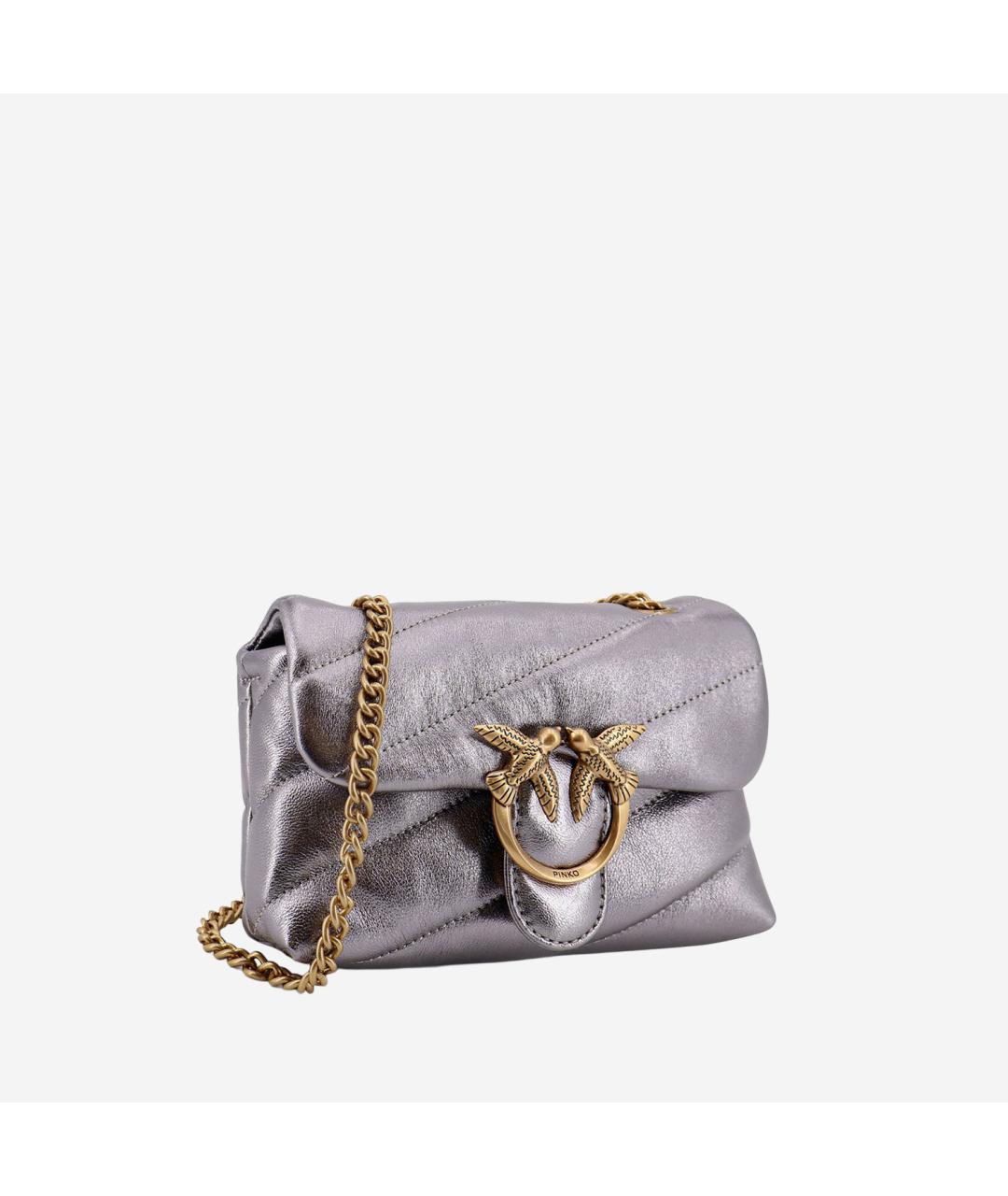 PINKO Серая кожаная сумка через плечо, фото 2