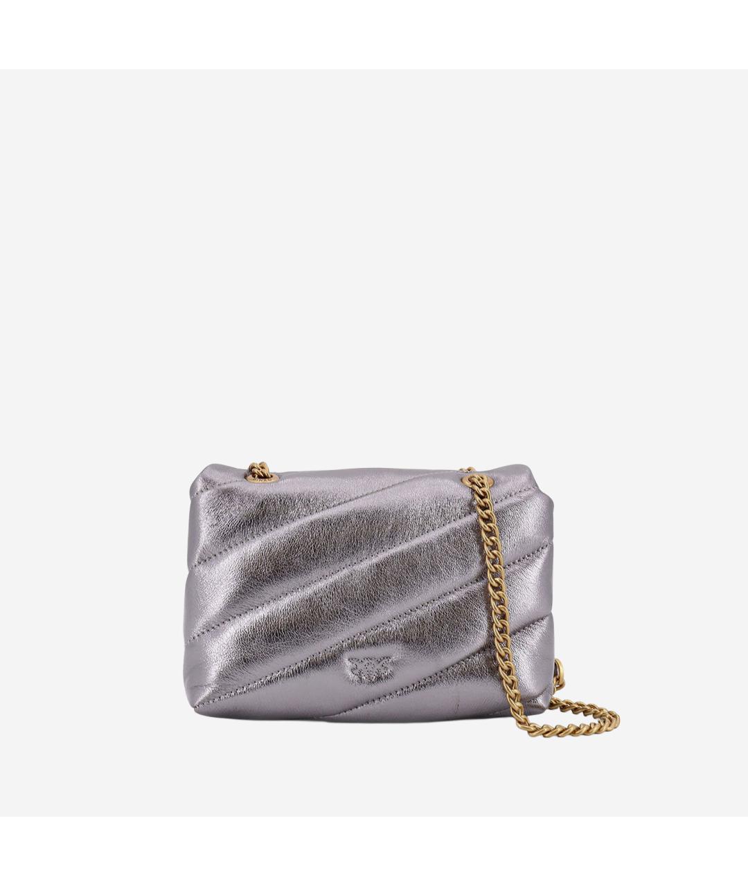 PINKO Серая кожаная сумка через плечо, фото 3