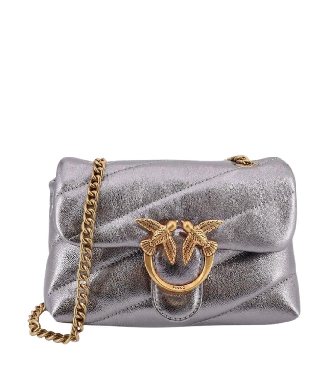 PINKO Серая кожаная сумка через плечо, фото 1