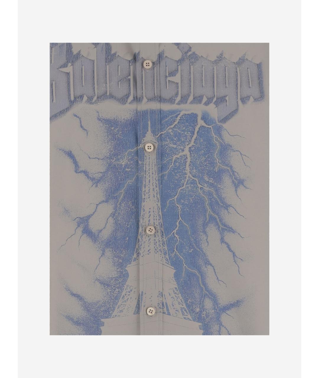 BALENCIAGA Серая хлопковая кэжуал рубашка, фото 3