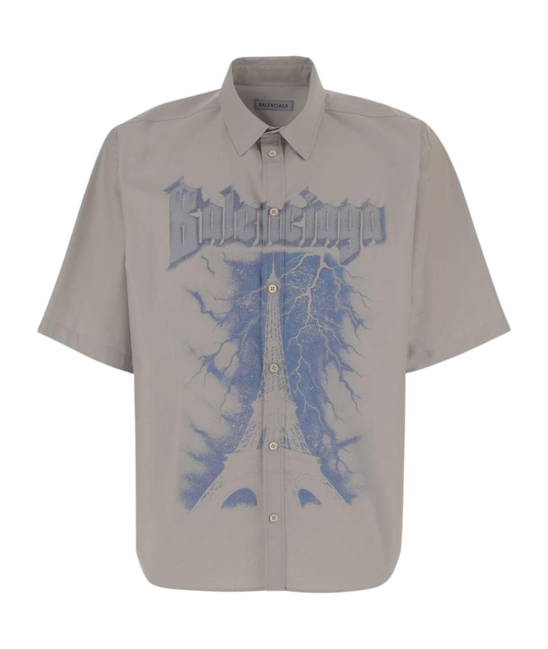 BALENCIAGA Серая хлопковая кэжуал рубашка, фото 1