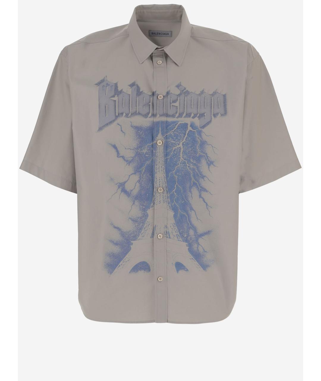 BALENCIAGA Серая хлопковая кэжуал рубашка, фото 4