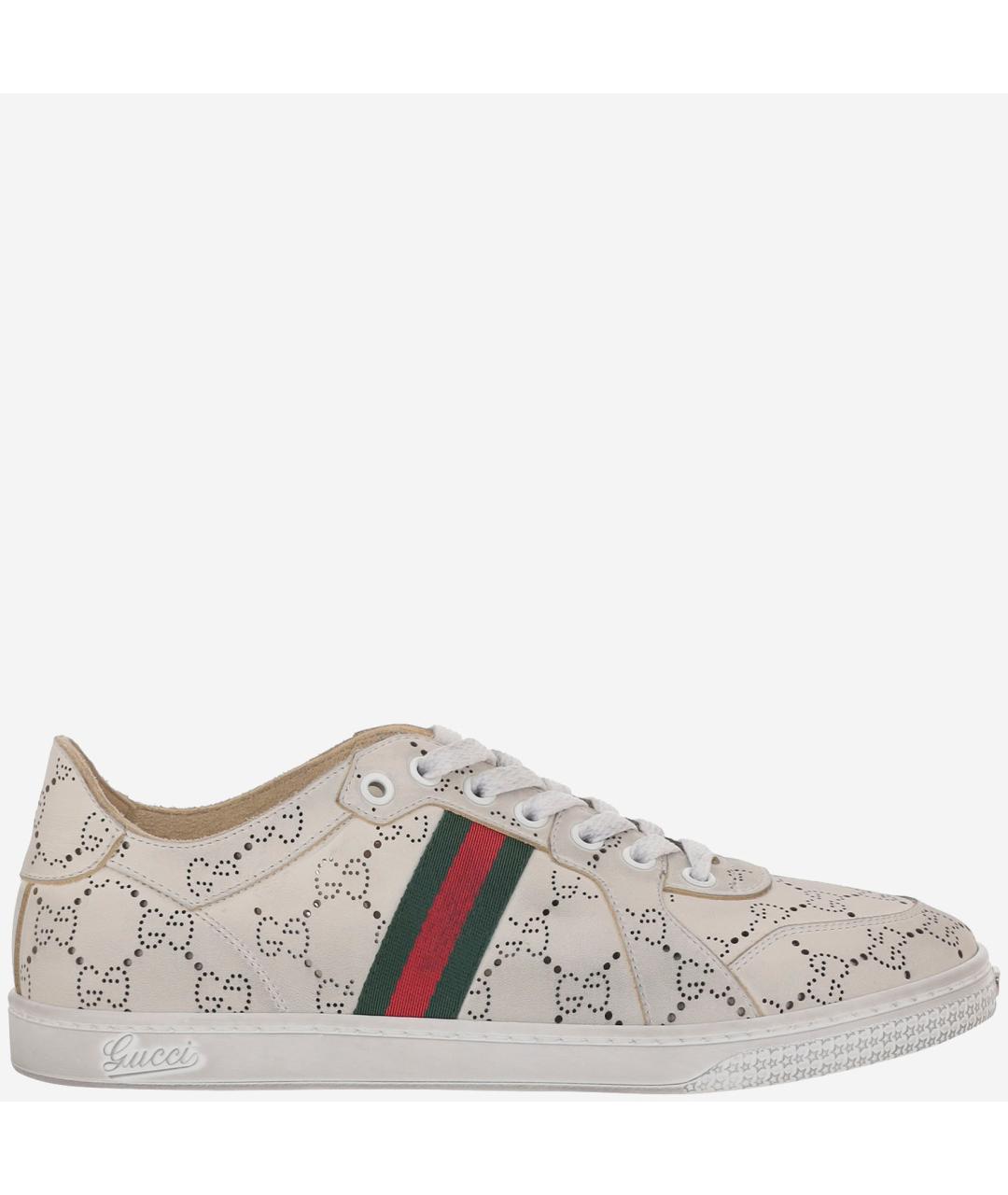 GUCCI Белые кожаные кеды, фото 6