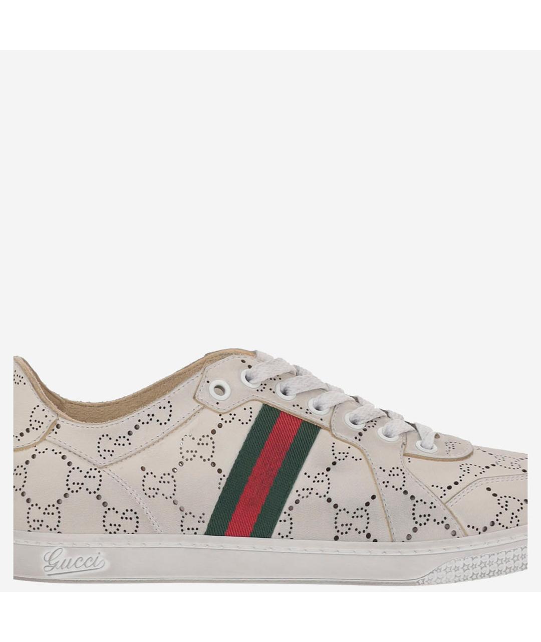 GUCCI Белые кожаные кеды, фото 5