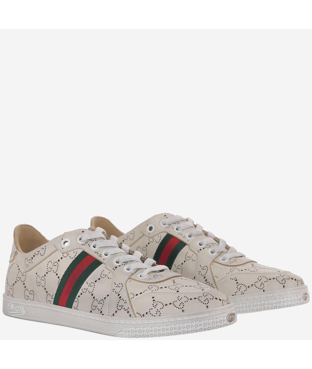 GUCCI Белые кожаные кеды, фото 3