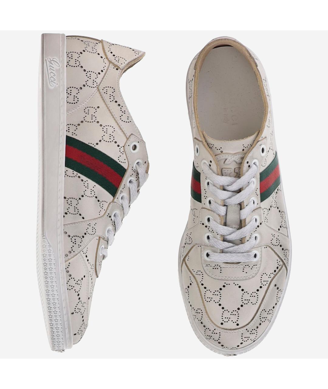GUCCI Белые кожаные кеды, фото 2