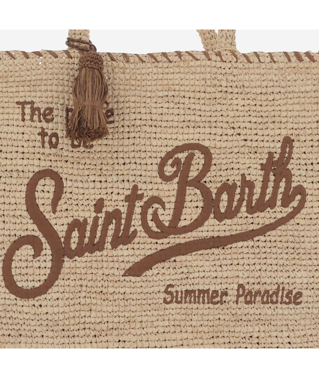 MC2 SAINT BARTH Бежевая пелетеная сумка тоут, фото 4