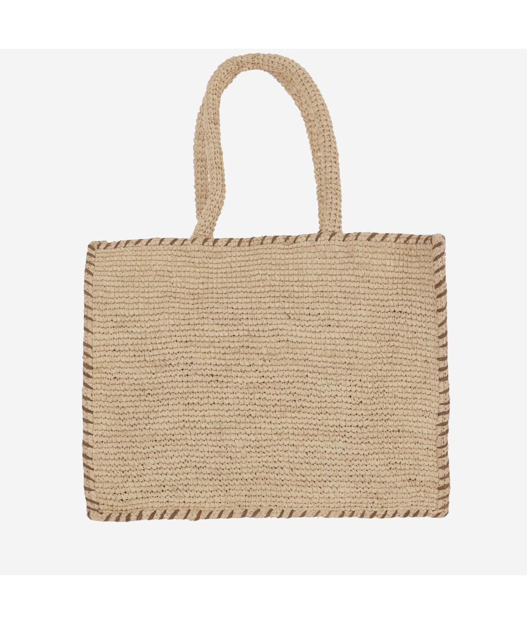 MC2 SAINT BARTH Бежевая пелетеная сумка тоут, фото 3