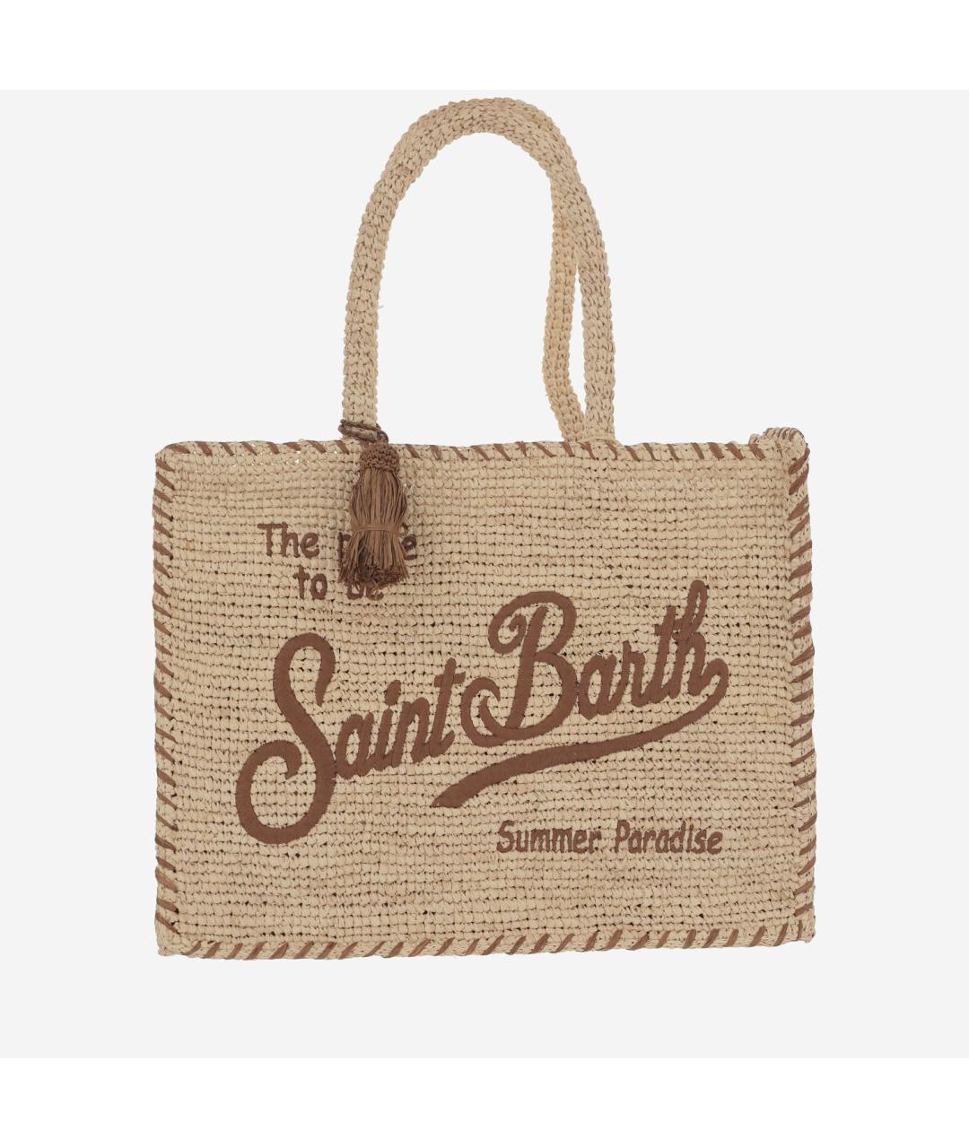 MC2 SAINT BARTH Бежевая пелетеная сумка тоут, фото 5