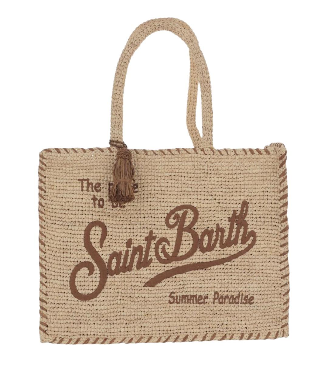 MC2 SAINT BARTH Бежевая пелетеная сумка тоут, фото 1