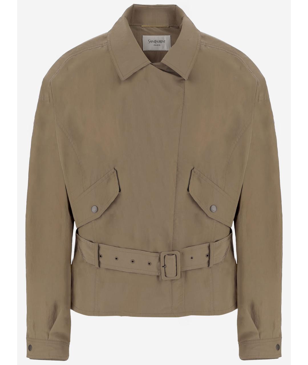 SAINT LAURENT Бежевая полиамидовая куртка, фото 4