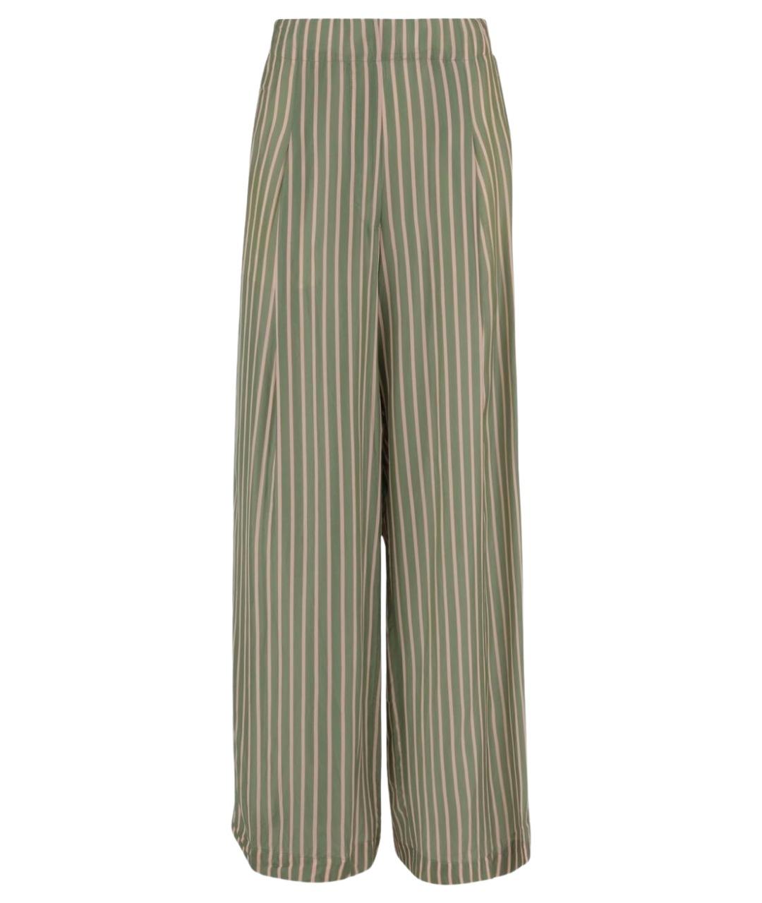 DRIES VAN NOTEN Зеленые вискозные прямые брюки, фото 1