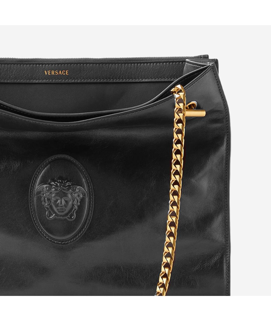 VERSACE Черная кожаная сумка через плечо, фото 4