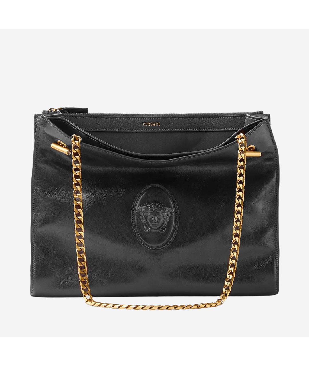 VERSACE Черная кожаная сумка через плечо, фото 5