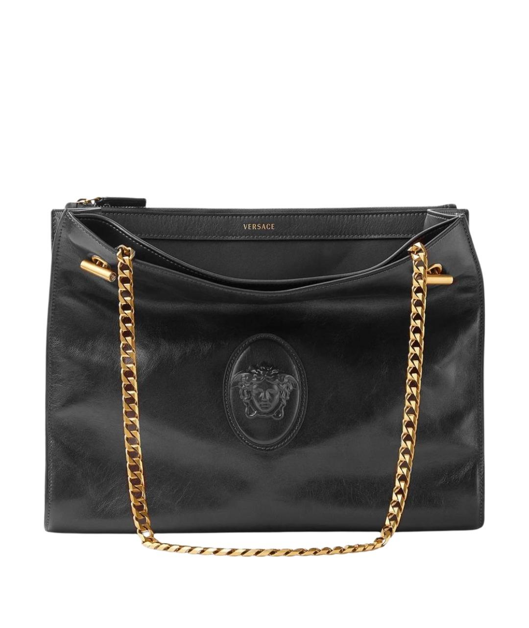 VERSACE Черная кожаная сумка через плечо, фото 1