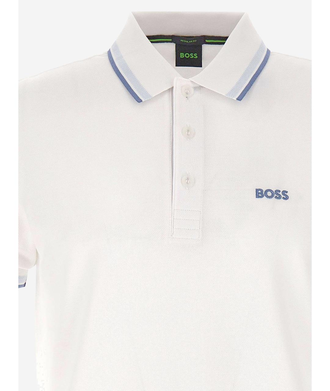 HUGO BOSS Белое хлопковое поло с коротким рукавом, фото 3
