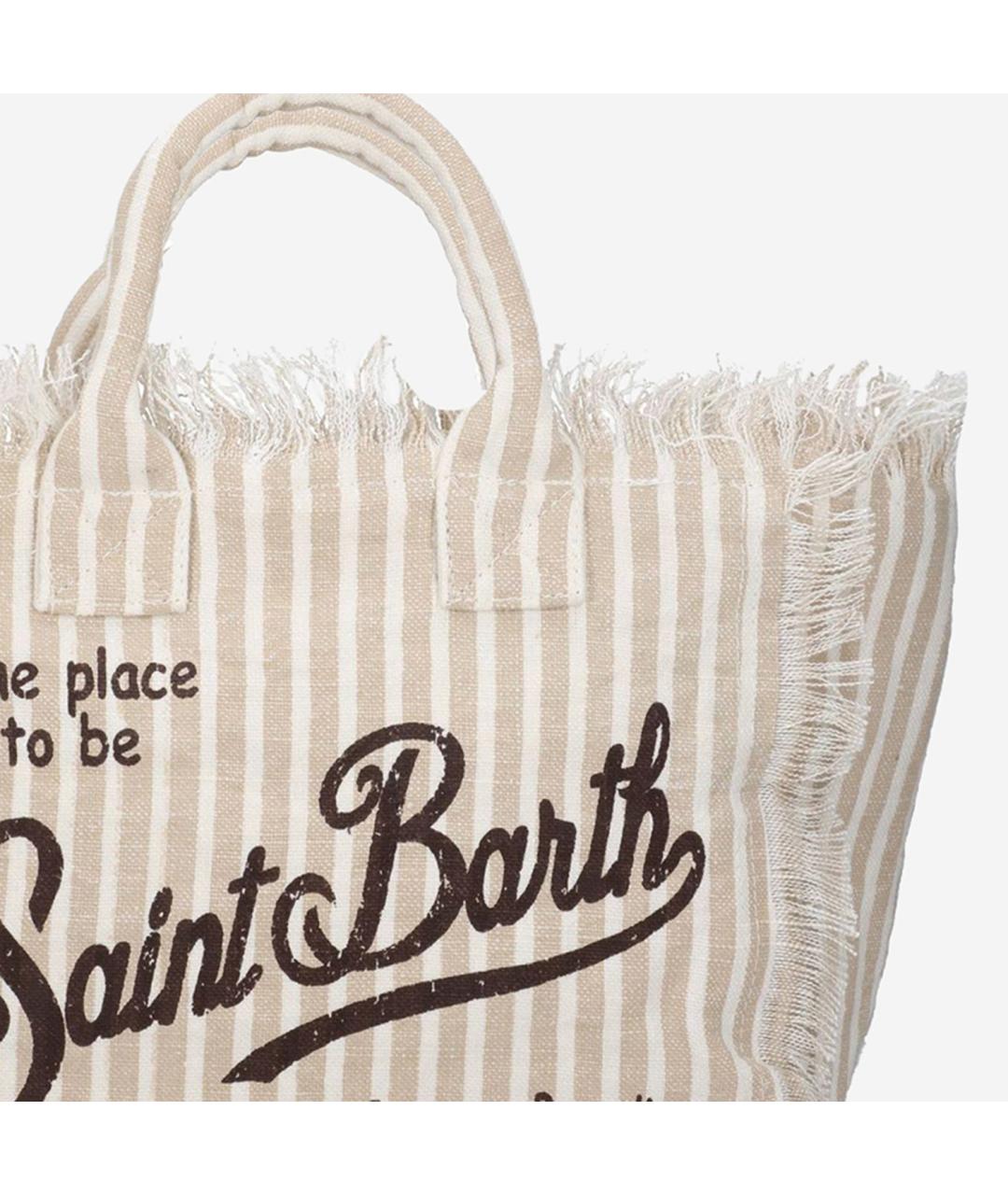 MC2 SAINT BARTH Бежевая льняная сумка тоут, фото 3
