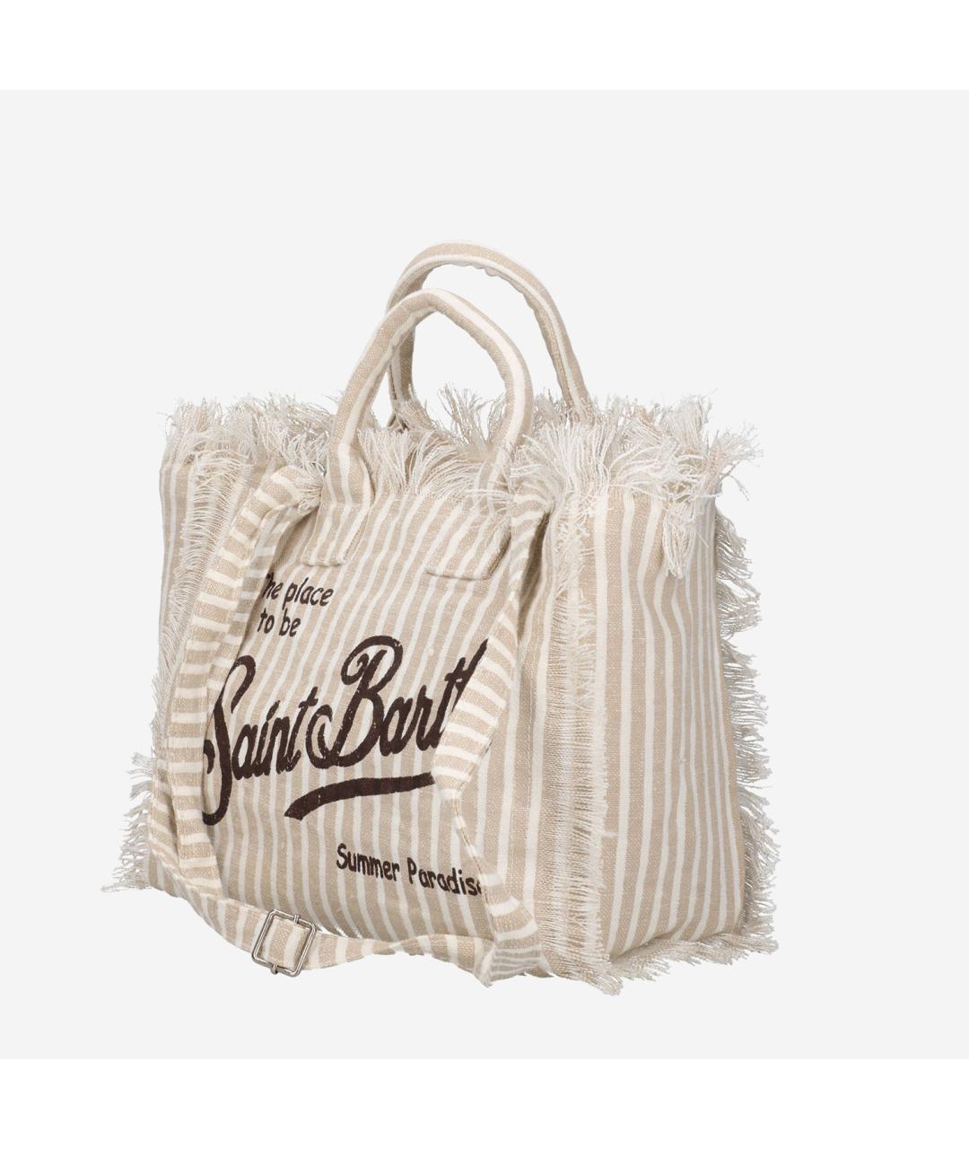 MC2 SAINT BARTH Бежевая льняная сумка тоут, фото 2