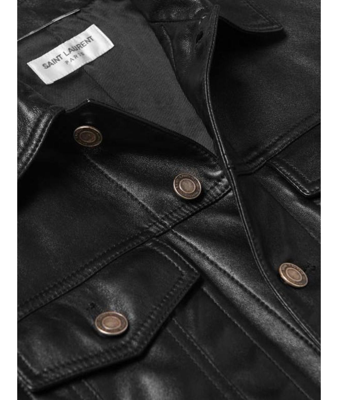 SAINT LAURENT Черная кожаная куртка, фото 3