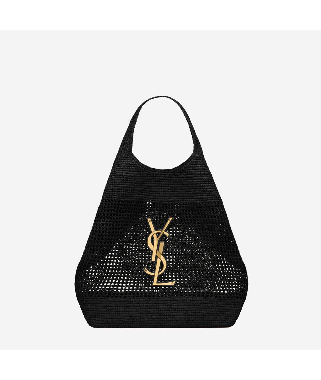 SAINT LAURENT Черная пелетеная сумка тоут, фото 4